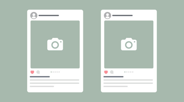 Social media post interface wireframe mockup vector illustration