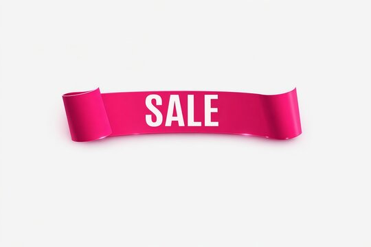 Bright pink sale banner with white text on clean background
