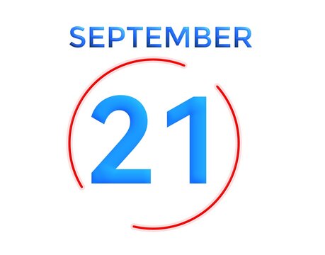 September 21 calendar in light blue and dark blue gradient colors with a red circle on a white background