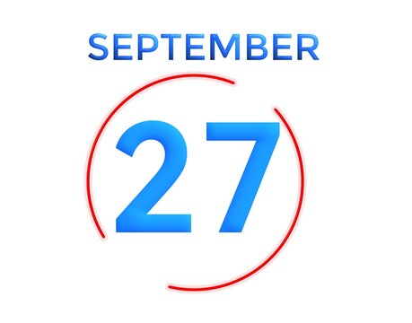 September 27 calendar in light blue and dark blue gradient colors with a red circle on a white background