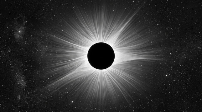 Solar eclipse corona rays in deep space.