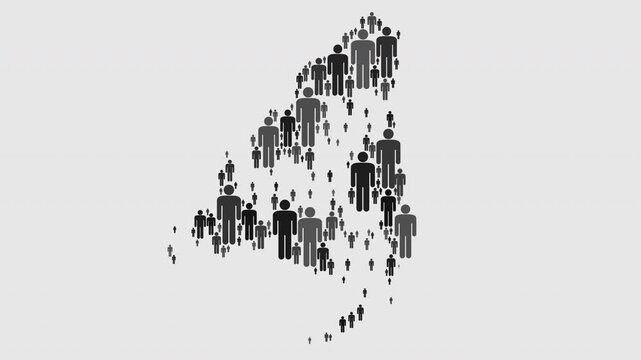 Animated map of Madrid made up of a collage of human icons