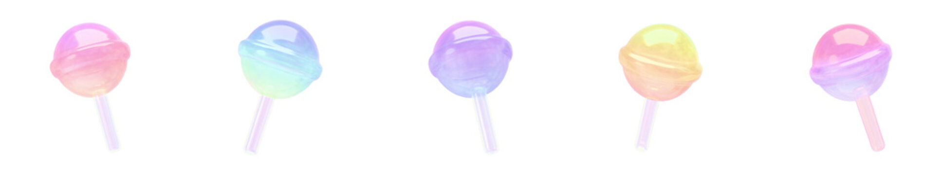 Dreamy Kawaii 3D Puffy Lollipop Candy Sticker Set with Transparent Background, Pastel Yumekawaii Sweets Icon Collection