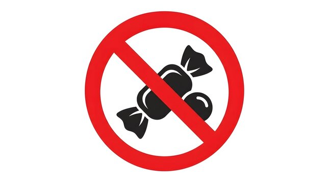 No candy allowed sign with red circle and line