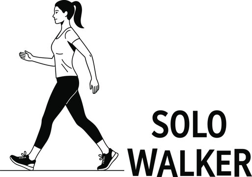 Solo walker silhouette with bold text design