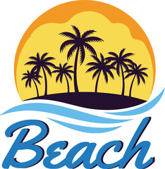 Fototapeta premium Palm trees on tropical beach at sunset
