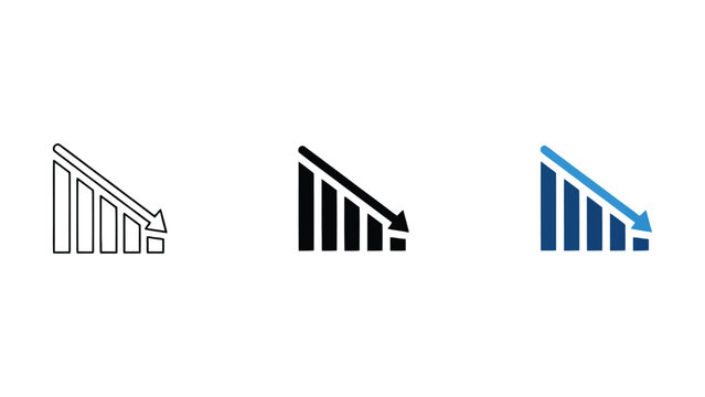 Bar graph with arrows indicating trends on white background, increase