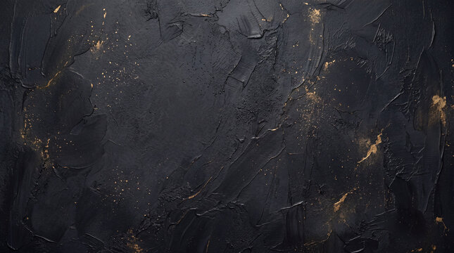 Dark Abstract Paint Texture Background With Gold Speckles