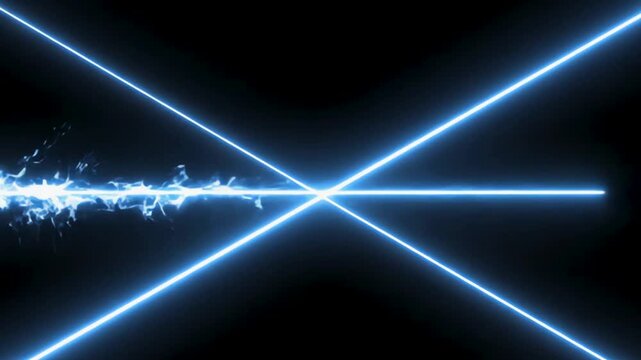 Emerald green dual light beam strike animation with aggressive curved motion on black background
