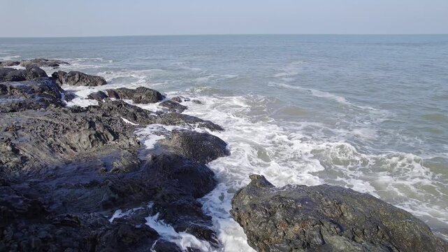High angle view of eco beach honnavar showcasing scenic coastline and natural beauty