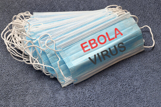 Face masks with "Ebola Virus" written on them. Concept for Ebola Virus desease.