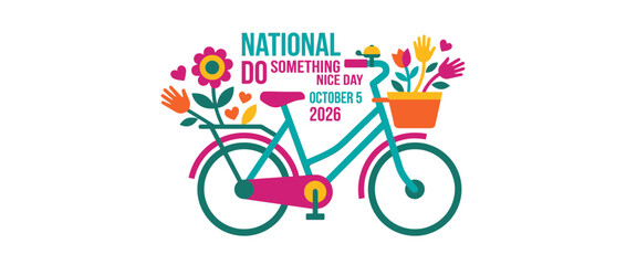 Fototapeta premium A colorful illustration of a bicycle decorated with flowers for National Do Something Nice Day.