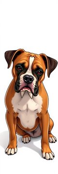 Boxer Dog Sitting Isolated on White Background