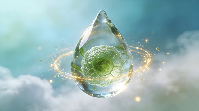 Transparent water drops wrap plant active cells, referring to the concept of micron level cell extraction, high permeability muscle bottom repair essence
