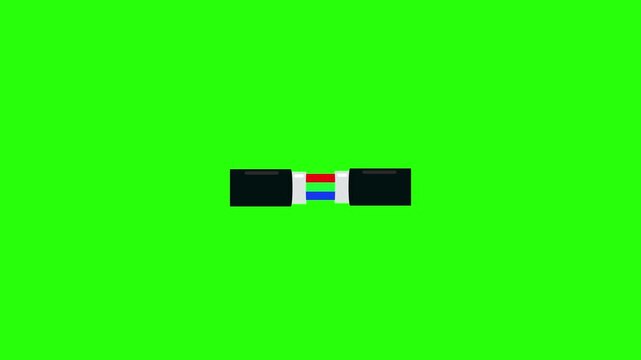 Animated icon showing a severed cable, severed cable concept. Green background