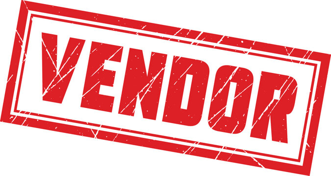 VENDOR: A double-bordered rectangular red stamp design for clear and efficient labeling of supplier and provider documents.