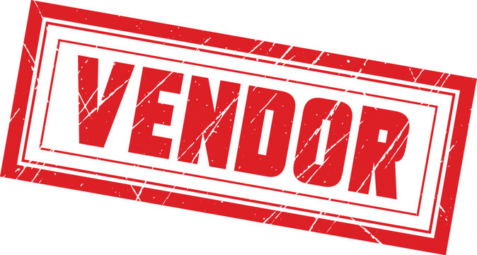VENDOR: A rectangular double-bordered red stamp design for official marking and classification of business partner documentation.