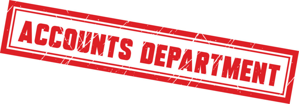 ACCOUNTS DEPARTMENT: A bold rectangular red rubber stamp frame perfect for essential office administrative and financial record verification.