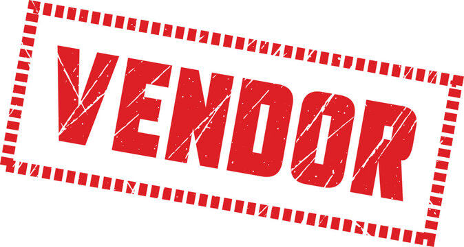 VENDOR: A striped border red rubber stamp design perfect for clear and bold office document labeling needs