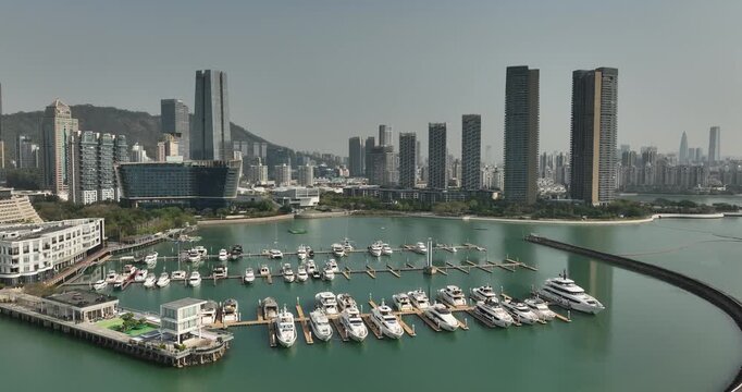 Aerial footage of landscape in shenzhen city, China 