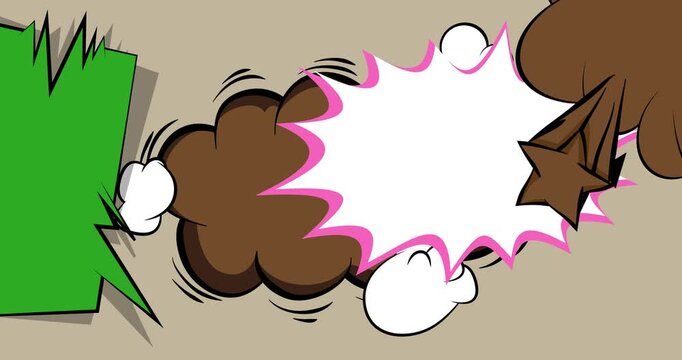 Cartoon background animation, comic book backdrop video. Retro comics pop art design.
