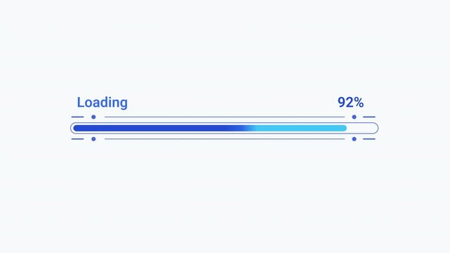 Flat vector illustration of a modern loading progress bar with percentage indicator, representing software loading, task progress, system status, and digital workflow.