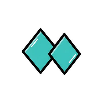 Twin Turquoise Diamond Rhombus Vector Icon for Gaming or Pattern