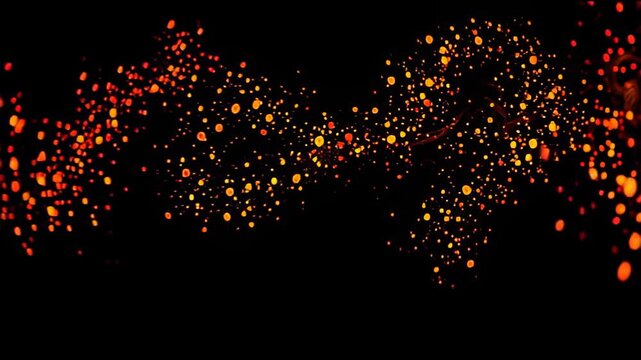 Burning embers and sparks floating in the dark fire background, abstract motion background for modern creative design