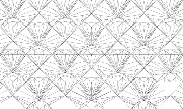 Abstract geometric diamond seamless pattern with luxury crystal gem layout linear background vector illustration