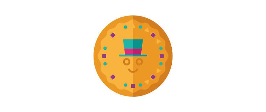 Flat vector illustration of a playful smiling orange cookie character