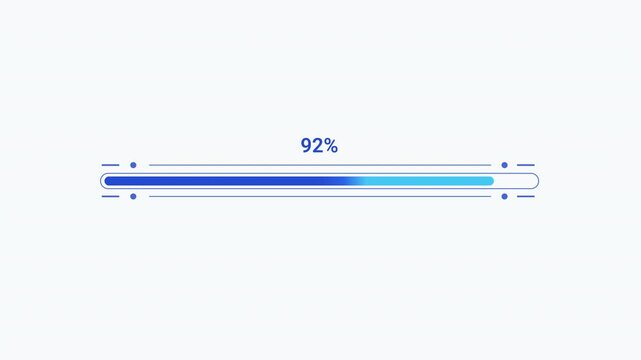 Flat vector illustration of a minimal modern progress bar with percentage indicator, representing loading progress, software status, task completion, and digital workflow.