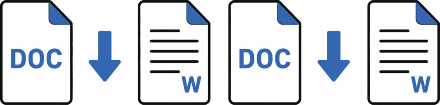 Doc to word document conversion icons
