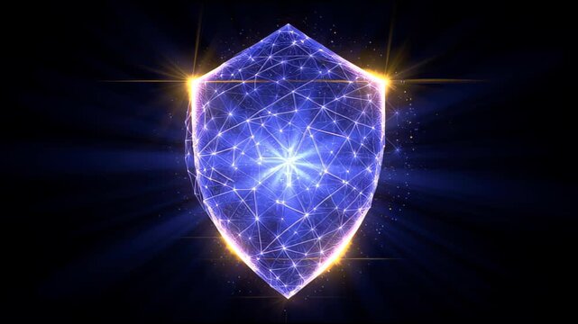 Glowing digital shield protecting data cyber security technology, cyber security data protection and privacy technology