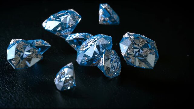 Sparkling diamonds on dark background luxury jewelry concept, abstract motion background for modern creative design