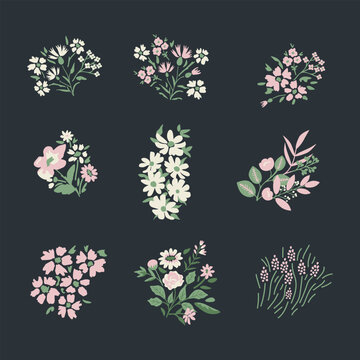 Vintage ditsy floral vector bunches