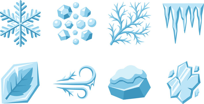 Ice and Frost Element Icon Vector Set
