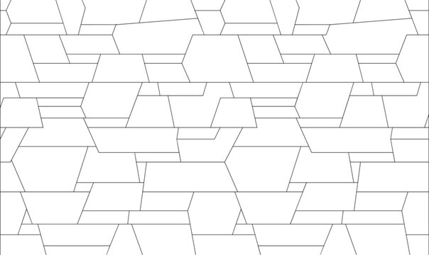 Geometric masonry stone wall seamless pattern vector linear layout blueprint texture background