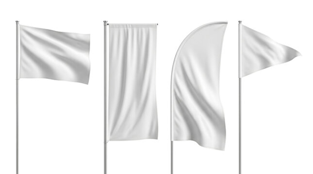Blank white advertising flags and banners set