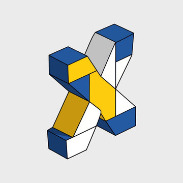 Colorful Interlocking Geometric Cubes Abstract Design.