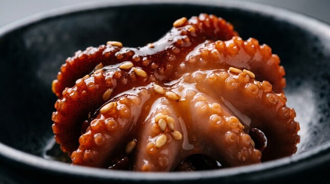 Macro Close-up of Seasoned Chuka Idako