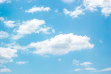 Obraz premium Bright Blue Sky with Scattered White Clouds Background