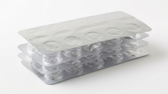 Medical disposable supplies stack of blister packaged tablets for healthcare and pharmaceutical use