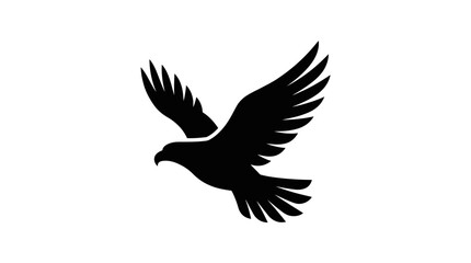 Fototapeta premium Black silhouette of a majestic soaring eagle isolated on white background