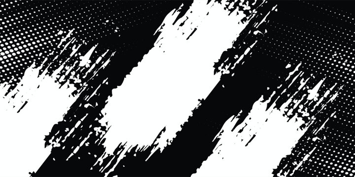 Vector illustration. Background for text. Set of isolated grunge trail banners. Black paint. Brush ink strokes. dot. eps10.