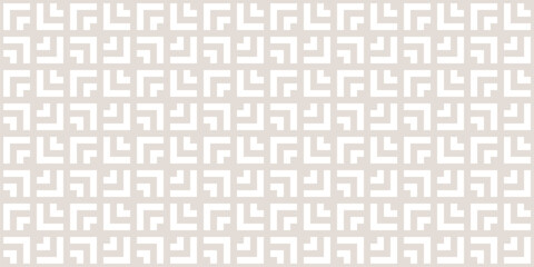Fototapeta na wymiar Vector seamless pattern with squares, arrows, grid, lattice, square tiles. Abstract geometric texture. Subtle beige and white geometrical background. Simple minimal ornament. Stylish repeated design