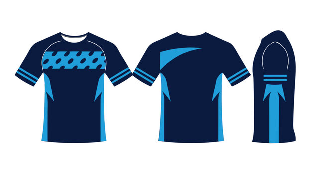 Navy Blue Geometric Slashed Sports Jersey Vector Template