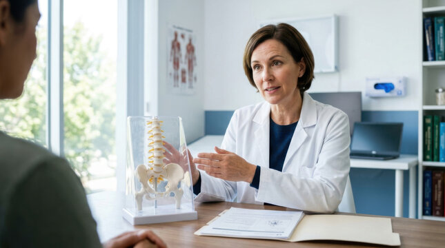 Doctor Explainer Explains Spinal Anatomy To Patient