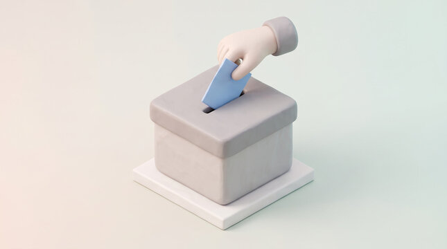 Hand casting vote into ballot box, concept of election, democracy and voting rights