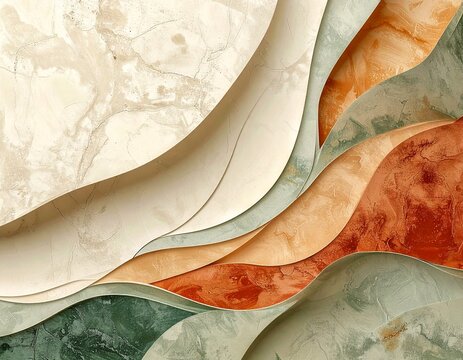 Abstract Earthy Tones Wavy Marble Layers Texture Background