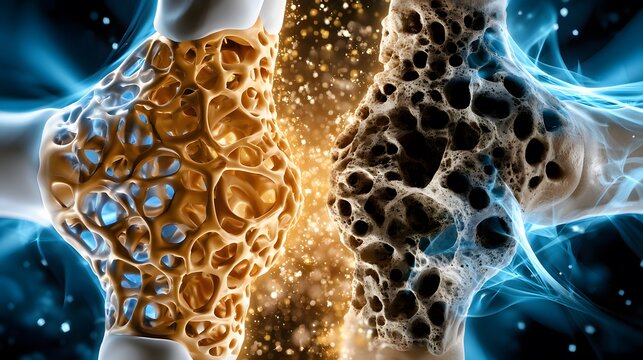 Trabecular Bone Degradation and Bone Loss Medical Concept